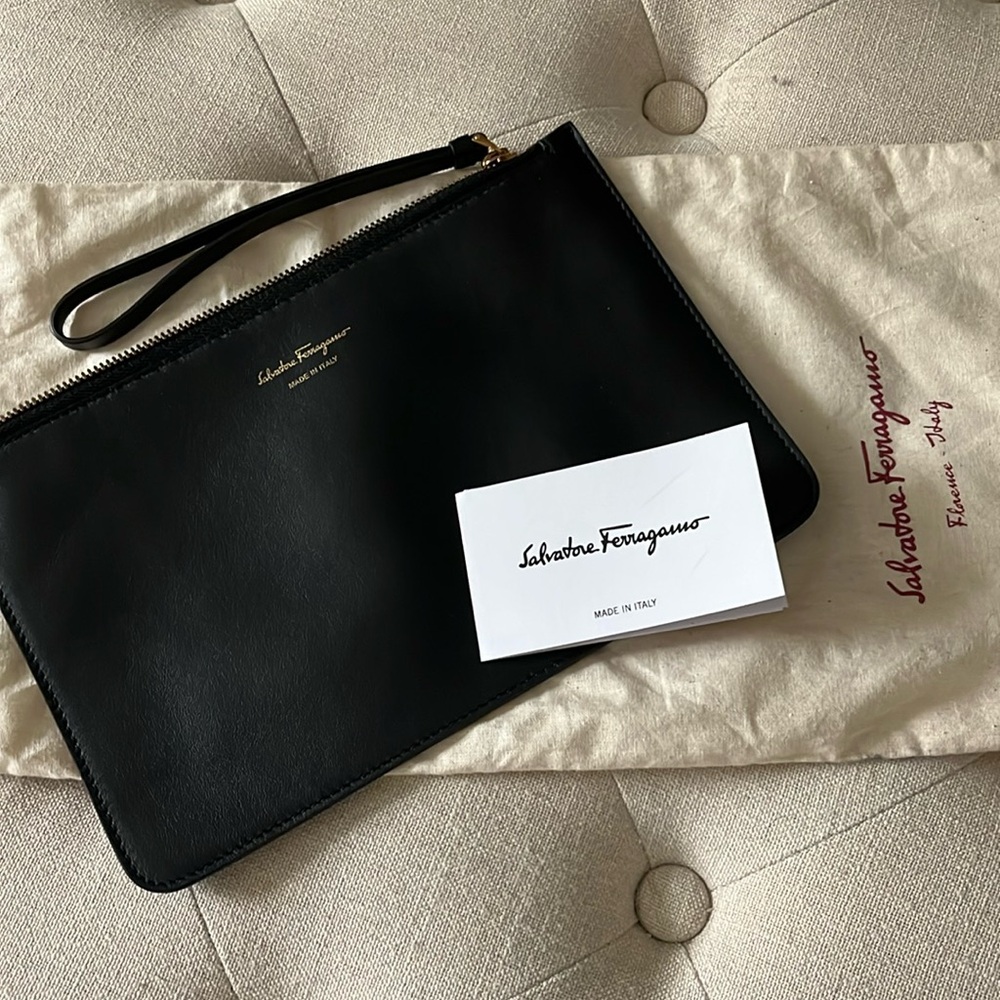 Salvatore Ferragamo black pouch/wristlet
